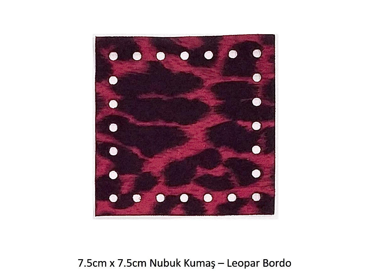7.5X7.5 NUBUK KUMAŞ 802-LEOPAR BORDO